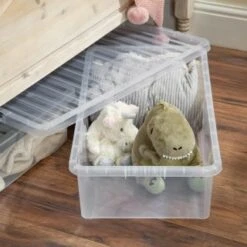 B&M Jumbo Underbed Storage Box With Lid 42L - Clear -B&M 257918 42l jumbo underbed storage box with lid clear 4