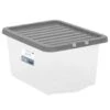 B&M Clear Storage Box With Lid 30L - Grey -B&M 258020 30l storage box with lid grey 2