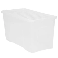 B&M Large Storage Box With Lid 110L - Clear -B&M 284861 110l storage box with lid clear