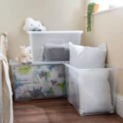 B&M Large Storage Box With Lid 110L - Clear -B&M 284861 110l storage box with lid clear 5