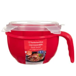 B&M Microwavable Food Bowl With Handle -B&M 304743 Microwavable Food Bowl with Handle red1