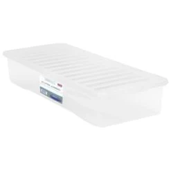 B&M Underbed Storage Box With Lid 55L - Clear