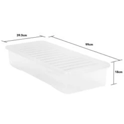 B&M Underbed Storage Box With Lid 55L - Clear -B&M 307321 55l under bed storage box with lid 3