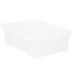 B&M Underbed Clear Storage Box With Lid 32L - Clear -B&M 314173 32l underbed storage box with lid clear
