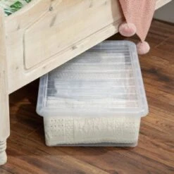 B&M Underbed Clear Storage Box With Lid 32L - Clear -B&M 314173 32l underbed storage box with lid clear 4
