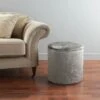 B&M Round Velvet Storage Ottoman -B&M 334907 round velvet studded ottoman1