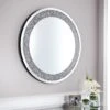 B&M Round Crushed Jewel Mirror - Silver -B&M 338019 round crushed jewel mirror