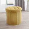 B&M Round Storage Ottoman - Ochre -B&M 345784 round ochre ottoman
