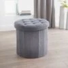 B&M Round Storage Ottoman - Grey -B&M 345786 round grey ottoman