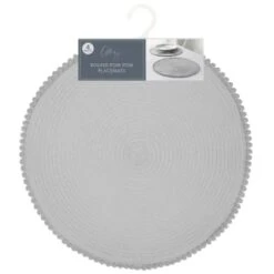 B&M Grey Round Pom Pom Placemats 4pk -B&M 355688 pom pom placemats grey 2