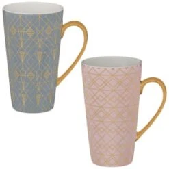 B&M Art Deco Latte Mug - Charcoal -B&M 355732 art deco latte mugs main