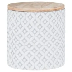 B&M Embossed Geometric Storage Canisters 3pc -B&M 356821 storage canisters geo grey