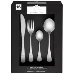 B&M Heart Embossed Cutlery Set 16pc -B&M 357351 16pc heart embossed cutlery set