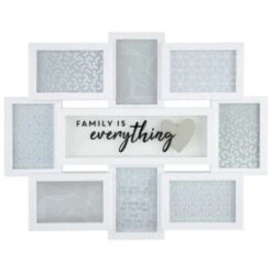 B&M Multi Aperture Photo Frame 8pc - Family Is Everything -B&M 362635 8 aperture quote frame family is everything white