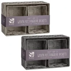B&M Woven Storage Baskets 3pk - Silver -B&M 365979 365978 3pk woven baskets group