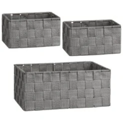 B&M Woven Storage Baskets 3pk - Silver -B&M 365979 3pk woven baskets silver group