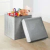 B&M Glitter Storage Seat Ottoman - Silver -B&M 366012 silver glitter storge seat ottoman