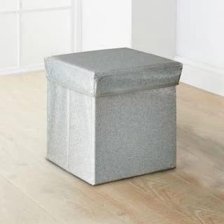 B&M Glitter Storage Seat Ottoman - Silver 4 B&M Glitter Storage Seat Ottoman - Silver - Image 2