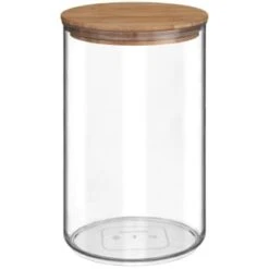 B&M Round Storage Container With Bamboo Lid -B&M 368020 round storage container with bamboo lid 2l