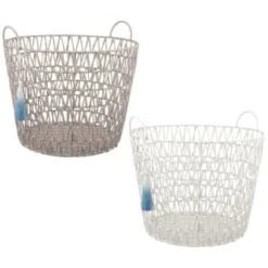 B&M Storage Basket With Tassel - Grey -B&M 368485 basket with tassel main