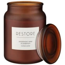 B&M Large Spa Scented Candle - Amber - Restore -B&M 368679 large spa candle restore 3