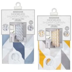 B&M Hookless Print Shower Curtain - Blue -B&M 369013 hookless shower curtain group