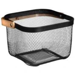 B&M Mesh Storage Basket With Bamboo Handle -B&M 369475 mesh storage basket with bamboo handle 2