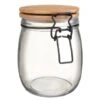 B&M Medium Bamboo Clip Lock Glass Jar -B&M 369503 medium glass clip lock jar with bamboo lid