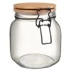 B&M Large Bamboo Clip Lock Glass Jar -B&M 369504 large glass clip lock jar with bamboo lid 2