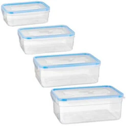 B&M Clip Top Food Containers 4pk - Blue