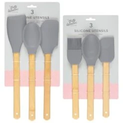 B&M Betty Winters Silicone Utensils 3pk - Grey -B&M 369972 3pk betty winters silicone utensils grey main