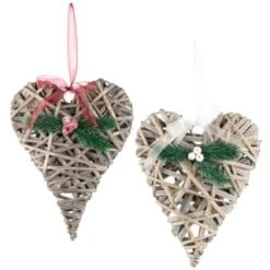 B&M Hanging Wicker Heart - White -B&M 372613 wicker heart red