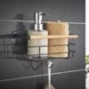 B&M Black Bamboo Bathroom Suction Caddy -B&M 373992 black bamboo shelf
