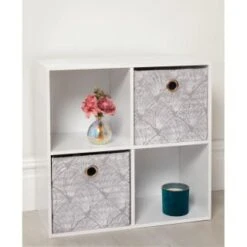 B&M Velvet Embossed Storage Cubes 2pk - Silver