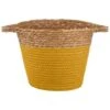 B&M Small Two Tone Wicker Basket - Ochre -B&M 374395 small ochre two tone basket