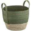 B&M Natural Wicker Basket - Green 1 B&M Natural Wicker Basket - Green -B&M 374427 khaki and natural wicker basket