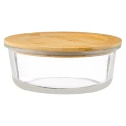 B&M Round Glass Food Containers With Bamboo Lid 2pk 8 B&M Round Glass Food Containers With Bamboo Lid 2pk -B&M 376822 2 round glass food containers 4
