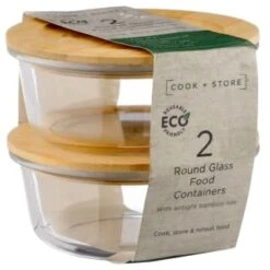 B&M Round Glass Food Containers With Bamboo Lid 2pk 11 B&M Round Glass Food Containers With Bamboo Lid 2pk -B&M 376822 2 round glass food containers 5