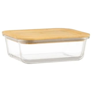 B&M Rectangular Glass Food Containers With Bamboo Lids 2pk 4 B&M Rectangular Glass Food Containers With Bamboo Lids 2pk - Image 2