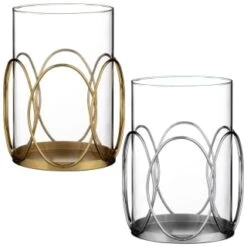 B&M Glass Candle Holder - Gold -B&M 376919 candle holder group