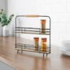 B&M Two Tier Spice Rack With Wooden Handle -B&M 380166 two tier spice rack with wooden handle