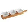 B&M Set Of 3 Serving Bowls With Bamboo Tray - Square -B&M 380368 3pk serving boards with bamboo tray square