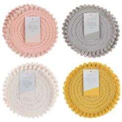 B&M Pom Pom Coasters - Grey 4pk -B&M 380383 380384 380492 380495 4pk harmony pom pom coasters