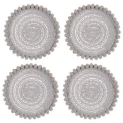 B&M Pom Pom Coasters - Grey 4pk -B&M 380383 4pk harmony pom pom coasters grey 2