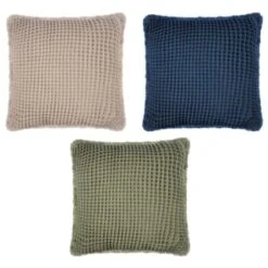 B&M Cotton Waffle Cushion - Green -B&M 380445 380640 380486 cotton waffle cushion main