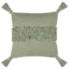 B&M Indigo Tufted Stripe Cushion With Tassels - Sage -B&M 380494 indigo tufted stripe cushion with tassels sage