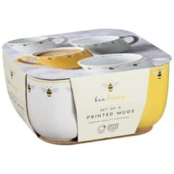 B&M Bee Happy Printed Mugs - 4pk -B&M 380506 4pk printed mugs bee happy 2