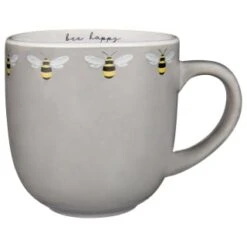 B&M Bee Happy Printed Mugs - 4pk -B&M 380506 4pk printed mugs bee happy grey