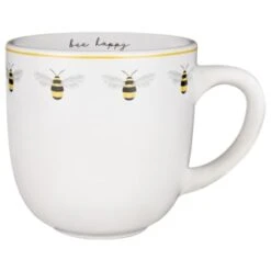 B&M Bee Happy Printed Mugs - 4pk -B&M 380506 4pk printed mugs bee happy white