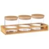 B&M Natural Home Glass Jars In Bamboo Stand 3pk -B&M 380530 3pk natural home glass jars in bamboo stand 6